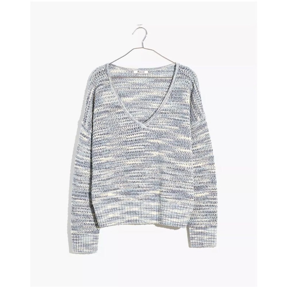 NEW Madewell Southbrook Open Stitch V Neck Pullover Sweater‎ | Space Dye | Small